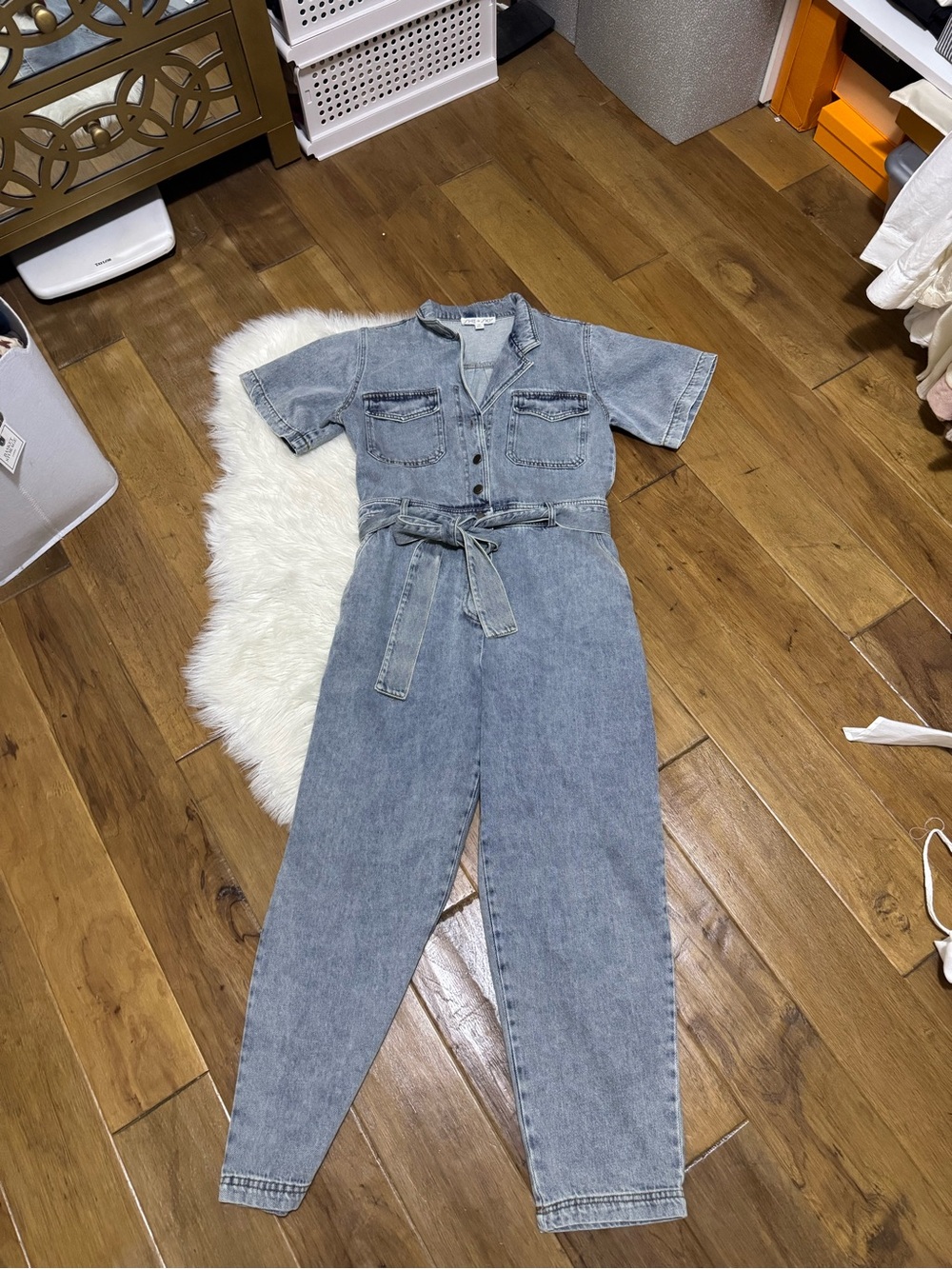 She + Sky Light Blue Denim Pantsuit